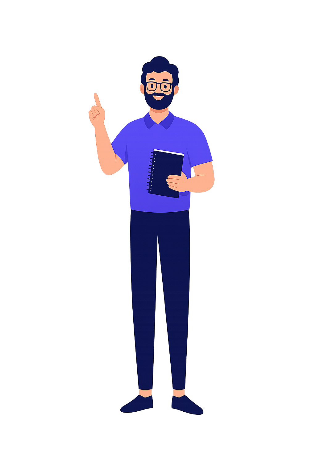 Ilustração de homem apresentando dados